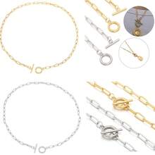 1 chiếc dây chuyền móc khóa hình chữ nhật bằng thép không gỉ, chống gỉ sét và không gây dị ứng, dài 46cm. - vòng cổ khóa OT - Xem 2