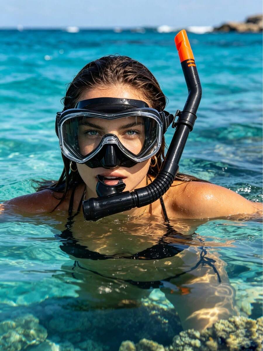Una máscara de respiración de cara completa adecuada para adultos, una máscara de buceo de computadora de marco grande, equipada con un sistema de tubo de respiración semi-seco, adecuada para el uso de equipos de buceo. Esnórquel, natación. - Multicolor - Ver 1