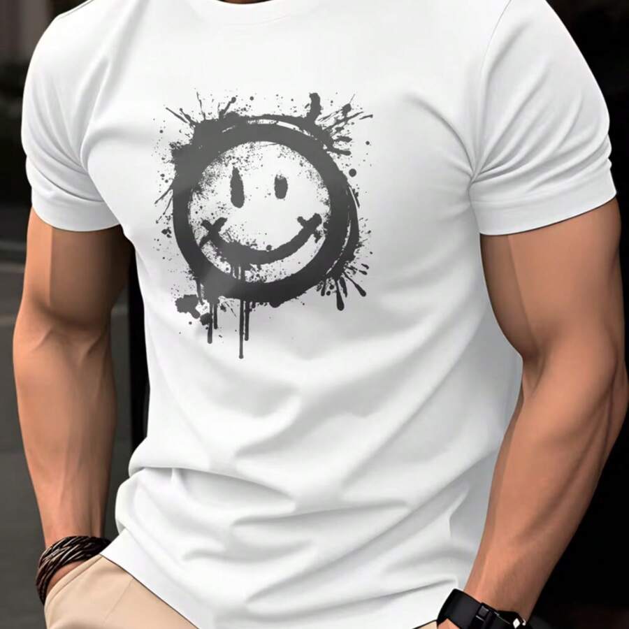Printed T-Shirt For Men And Women - 白色 - 查看 1
