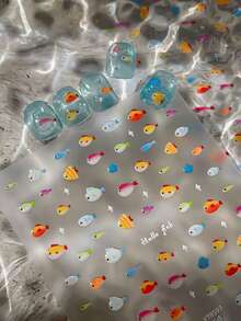 夏日海洋风美甲贴纸，3D立体彩色鱼形图案，清新可爱美甲DIY装饰配件 - 彩色 - 查看 5