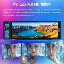 Estéreo de Pantalla Carplay Android Auto 6.5 Pulgadas Reproductor Receptor Bluetooth 1 DIN MP5 Esterio Carro Stereo Autoestereo con Cámara De Reversa Conectividad inalámbrica y USB cableada - A - Ver 4