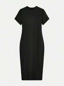 Vestido ajustado bajo con abertura - Negro - Ver 8