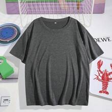 Double Sided Graphic Women's T-Shirt, Red Venomous Snake Floral Print, Classic Americana 100% Cotton Unisex Tee, Casual Everyday Summer Top - 灰色 - 查看 10