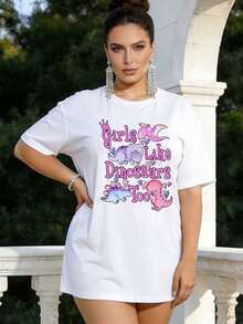 Women's Soft And Casual Summer Crew Neck Short-Sleeve T-Shirt, Perfect For Girls Who Love Dinosaurs Too. Features A Pink And Macaroni Purple Color Scheme, A Sweet And Kawaii Style, And Glitter. Suitable For Women, Generation Z, And Curvy Figures. Also Suitable For Summer, Spring, And American Streetwear. Features A Sporty, Unisex Style, Urban Casual Wear, Retro Streetwear, And A Subculture Theme. Available In Black And White. - 白色 - 查看 2