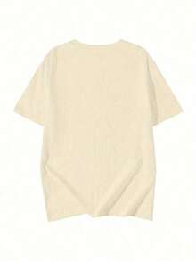 Made In Japan, Spring/Summer Cotton Short Sleeve T-Shirt, Round Neck, Loose Fit, Versatile, With Simple English Letter Print - Apricot - View 2