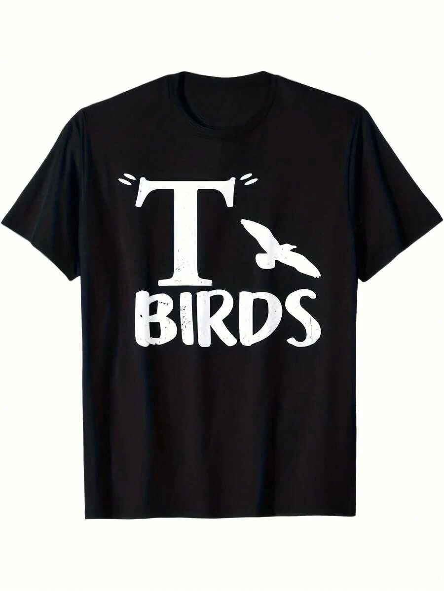 Camiseta Gráfica T'Birds para Hombre - Camiseta con Estampado Tbirds, Ropa Casual Cómoda para Regalos de Cumpleaños y Aniversario - Disponible en Tallas S-XXXL en Estilo Clásico de Cuello Redondo Negro - Negro - Ver 1