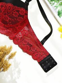 3件套高品质大码薄杯舒适女士文胸，蕾丝性感优雅女士内衣 - 彩色 - 查看 7
