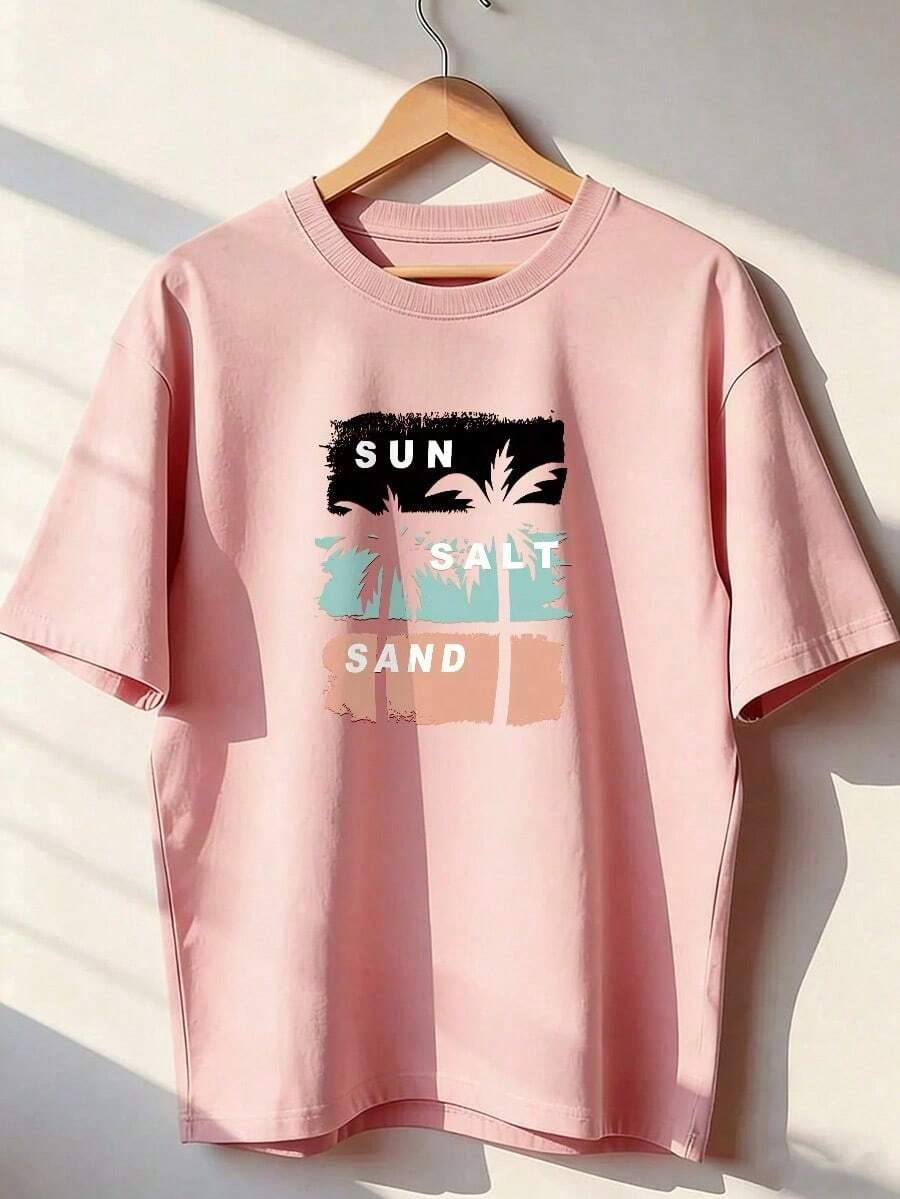 Summer And Beach Style Short Sleeve T-Shirt, Fashionable Short Sleeve T-Shirt For Spring And Summer 2026, Made In Mexico, 180 Grams. Cartoon Print, Couple Design, Suitable For Indoor Or Outdoor Wear. Crew Neck, Unisex, Ideal For Office And Leisure. One-Piece Pack. - PK-P631577SLNDXZGY471 - 查看 1