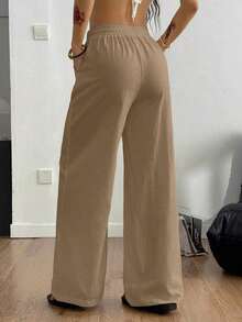 Women's 100% Cotton Washed White Trousers With A Curved Hem, Minimalist Basic Style, Perfect For Summer Country Concerts, Going Out, The Beach, And Bohemian Vacations. Women's Clothing For Autumn. - 柿子2 - 查看 7