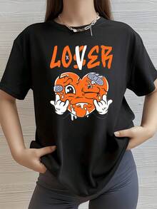 Corazón roto con vendas y gesto rebelde que expresa fuerza después del dolor y pasión por superar los desafíos camiseta de mujer casual moderna cómoda para uso diario - Negro - Ver 1