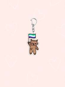 1/7件装 LGBT骄傲猫咪亚克力钥匙扣，可爱卡通猫咪手持骄傲旗帜，可作包包挂饰，包含彩虹旗、女同性恋、双性恋、跨性别者、非二元性别者、无性恋及进步骄傲旗帜，可爱汽车钥匙扣、挂绳及手机装饰，是送给男朋友、女朋友、派对礼物、毕业礼物、手机装饰的理想之选，也是骄傲月、LGBT朋友及盟友的完美礼物。 - 彩色 - 查看 4