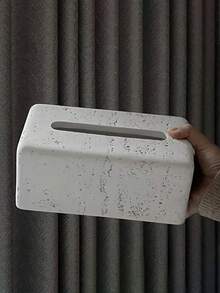 1pc Resin Modern Tissue Box Holder, 8.66" X 4.72" Rectangular Faux Stone Art Design Tissue Box, Suitable For Home & Bathroom Decor, Bedroom & Living Room Tabletop Storage, Office Home Decor - Multicolor - View 6