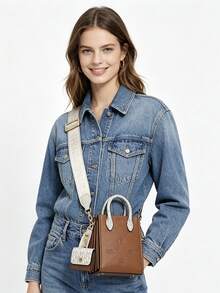 Michael Kors Mirella 女士小号斜挎包，带可拆卸迷你卡包，女士手提包/手拿包 - 棕色 - 查看 4