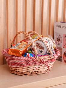 Cesta ovalada tejida de mimbre de color natural, cesta de almacenamiento de dulces de Pascua, cesta de vino con asa, cesta para recolección de huevos para bodas a bajo precio - B - Ver 9