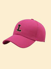1 pieza Gorra de béisbol ajustable con parche de terciopelo con 26 letras, gorra informal tipo papá adecuada para vacaciones, calle, días festivos, viajes y fiestas - Rosa Fucsia - Ver 13