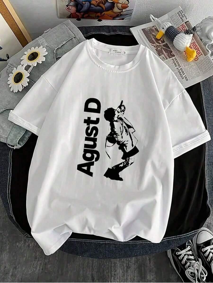 New Korean Version Of Agust D's Printed Cotton T-Shirt, T-Shirt From The D2 College Album, Yoongi T-Shirt And Cool03.Jpg 220g Pure Cotton T-Shirt For Spring-Summer. Feel The Season At Its Best. Our Pure Cotton T-Shirt Is Woven For Exceptional Breathability And Softness, Making It Your Ideal Companion From Spring Blossoms To Summer Sunshine. Designed For All-Day Comfort, It's More Than A Basic: It's A Thoughtful And Practical Gift To Wrap Your Loved Ones In Unwavering Comfort. Beautiful Blouses 100% Cotton - 白色的 - 查看 1