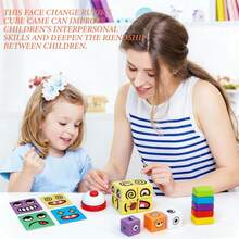 Face-Changing Expression Building Blocks, Portable Expression Matching Puzzle With Bell, Parent-Child Interactive Educational Brain Game, Indoor Home Entertainment Sensory Learning Toy, Children's Birthday School Holiday Gift - Multicolor - View 3