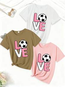 Women's T-Shirts, Women's T-Shirts, P35-20260316 [One-Piece Set] Women's Summer Short-Sleeve T-Shirt - LOVE Football Print. More Items Offer A Better Discount. Stylish, Unique, And Interesting. Comfortable, Soft, And Breathable. Perfect For Festive Celebrations, Vacations, And Graduation. New Spring Arrivals, Great Spring Discounts. Y2K Style. Unisex. Matching Sets For Couples. Matching Sets For Sisters. Ideal Gift For A Short-Sleeve T-Shirt. - 1件白色隨機圖案 - 查看 6