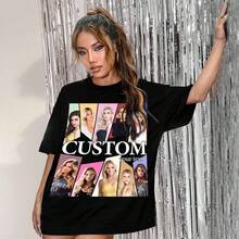LucBuy Custom Pirate Rap T-Shirts, Oversized Sweatshirt With Custom Retro Face Text And Photos, Graphic Face Crew Neck Casual Drop Shoulder Hoodies Gifts - Style 9 - View 3