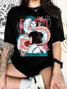 SpiritedS Away Haku Dragon T-Shirt, Dragon Tarot Style, T-Shirt For Studio Fans - Black - View 6