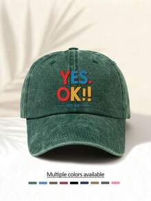 1pc Washed Baseball Cap With "YES OK !!" Letter Print Pattern, Retro American Style Minimalist Casual Versatile Fashionable, High-Quality Decorative Accessory Suitable For Outdoor Activities, Unisex - Washed Cap - View 20