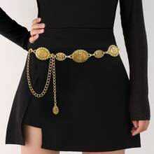 1pc Retro Chic Personalized Metal Floral Pattern Waist Chain, Bohemian Style Versatile Waist Belt/Skirt Chain/Pants Chain, Suitable For Women's Daily And Party Wear - Multicolor - View 13