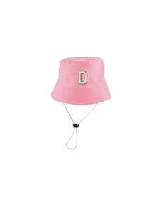 1pc Girls' Pink Letter Pattern Bucket Hat, 26 Letters Customizable, Fashionable Delicate Versatile Lightweight Sun-Shading Hat, Practical Gift For Kids, Suitable For Spring/Summer Outdoor Activities, For 1-4 Years Old Girls - Pink - View 6