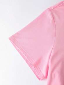 Women's Plus Size Casual Short Sleeve T-Shirt With Round Neck And Heart-Shaped Rhinestones For Valentine's Day - 羅莎 - 查看 3