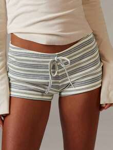 Shorts de punto a rayas para mujer, ropa de otoño para mujer, regreso a clases, leggings - Multicolor 2 - Ver 6