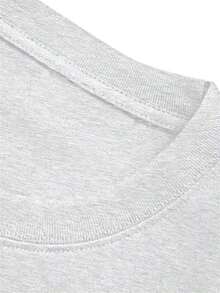 Retro Style Band Print Short Sleeve T-Shirt, Dark Grey, 100% Cotton, Casual Rock Style For Women, Women's Short Sleeve T-Shirt, Women's Top, T-Shirt, 100% Cotton, For Women, Regular Length, Comfortable Pure Cotton Fabric, Machine Washable. - 淺灰色 - 查看 4