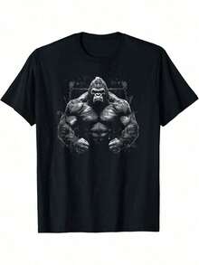 Camiseta Gráfica Urban Gorilla para Hombre - 100% Algodón, Manga Corta, Cuello Redondo, Impresión por Sublimación, Corte Regular, Camisa Casual para Uso en Exteriores y Ocasiones Informales (Tallas S-3XL) - Negro - Ver 1