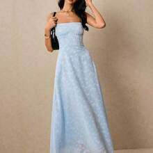 Women's Summer Jacquard Design Waisted Elegant Slip Midi Dress - Amarillo claro - Ver 10