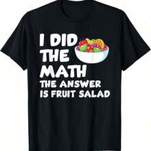 Camiseta casual de algodón puro de 180 g/m² con estampado divertido de ensalada de frutas para amantes de las frutas veganas, diseñada con técnica de tejido, transpirable, suave, duradera, cómoda, fácil de limpiar, resistente a las manchas, con diseño individual de plantas saludables, tela suave, perfecta para el uso diario casual de veganos. - Negro - Ver 8