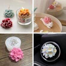2件組 3D繡球花矽膠模具 DIY蠟燭、手工皂、樹脂與黏土手工模具，適用於手工禮品、芳香療法與節日裝飾 - 2pcs花 - 查看 6