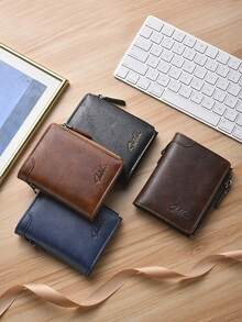 New Men's Short Zipper Wallet, Multi-Card Slots Large Capacity Card Holder Portable,Fathers Day Gifts - Multicolor - View 3
