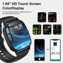 GAWSUG Reloj Inteligente Cuadrado de 1.85" para Uso Diario para Hombres y Mujeres, Reloj con Llamadas Bluetooth con Monitor de Salud y Sueño Todo el Día, Rastreador de Actividad Multideportiva para Android e iOS, Regalo Perfecto para Parejas - Ver 3