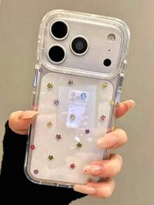 Funda protectora antichoque con diseño simple y colorido de flores aplicable a teléfonos 17 Pro Max, Apple 16 Pro, 15P nuevo, 14 - transparente - Ver 1