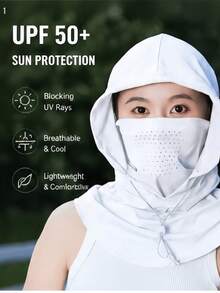 1 pieza Máscara facial con capucha multifuncional unisex para protección solar al aire libre, braga de cuello ligera y transpirable con correa ajustable para la barbilla - multicolor - Ver 2