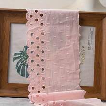 0.9/1.6 英吋寬白色刺繡蕾絲飾邊，花葉鉤編緞面絲帶，適用於縫紉、DIY 手工、婚紗、窗簾和服飾裝飾、DIY 婚禮、禮物包裝和初學者縫紉 - 多色B - 查看 9