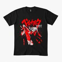 0325 Guts B1erserk j1apanese Anime Gift t shirt 100 algodón estampado clot1hing SwoR1DS1Man Manga Graphic T1EE Y2K clothes Large size Tops 220G algodón grueso unisex casual top, textura suave y tacto suave, cómodo y agradable para la piel. El estilo clásico simple nunca pasa de moda, adecuado para ir al trabajo a diario, hacer ejercicio, viajar, vacaciones y todas las ocasiones casuales. - Negro - Ver 1