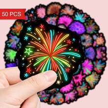 50pcs Glow-In-The-Dark Firework Stickers, Luminous Holiday Decorative Stickers Suitable For Handmade, DIY Crafts, Party Decorations And Holiday Projects, Essential For Creative People! - A - View 4