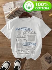 Christian-Themed Clothing, Christian, Bohemian Style, 100% Pure Women's Spring And Summer T-Shirt With Christian Print, Casual Outing Wear, Soft And Comfortable Design, 80-A64-62151 - 白色 - 查看 2