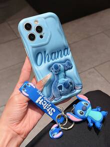 Disney Lilo And Stitch Phone Case : 3D Fluffy Pattern Border Protector Phone Soft Phone Case With A Free Cute Stitch Bracelet Chain Lanyard, Stitch, Lilo, Angel, For Apple 17 Promax 17 Pro 16 15 14 13 12 11 Pro Max XS Max X XR Soft Cover Summer Phone Case - trắng - Xem 3