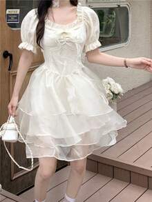 Women Long Dresses - 杏色 - 查看 3