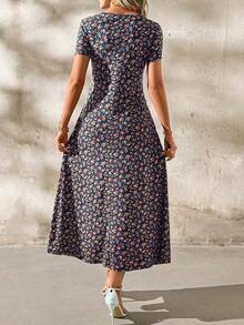 Vestido unicolor con bolsillo oculto escote V - Multicolor 2 - Ver 2