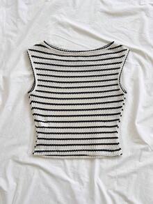 ajustada con patrón de rayas casual para mujer, adecuada para vacaciones de verano y viajes diarios - Multicolor - Ver 4