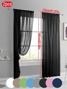 2pcs Lightweight Sheer Lace Curtains, Transparent Fine Weave, Rod Pocket Design, Suitable For Kitchen, Living Room, Bedroom, 40gsm - Multicolor - View 27