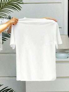 Soft 100%CottonSoft 100%CottonT-Shirt100% Pure Cotton Summer New StyleWomen's Pure Cotton T-Shirt For Summer, Coffee Print T-Shirt With Summer Vibe, Short-Sleeved Top With Iced Coffee And Sunshine Print, A Gift For Coffee Lovers.Machine Washable. A Gift For Relatives, Brothers, Friends, Parents, Or Teachers.Breathable Cotton Tee, All Matchcoolcool - 白色 - 查看 3