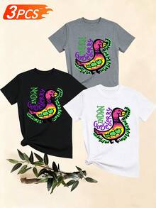Women's T-Shirts, Women's T-Shirts, Casual One-Piece T-Shirt With Cartoon Goose Print And Round Neck, Comfortable And Breathable, Suitable For Daily Wear,  And Unique Short-Sleeved Top. - 1件白色隨機圖案 - 查看 6