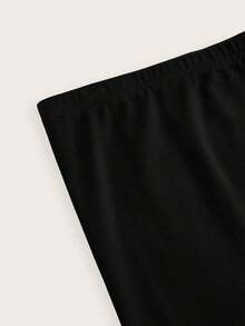 2 piezas Leggings básicos casuales de unicolor para mujer de talla grande, aptos para el verano - Negro 4 - Ver 5